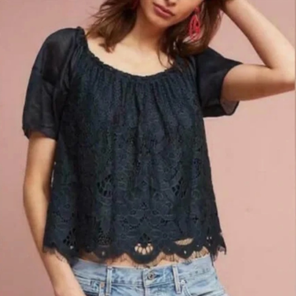 Anthropologie Moulinette Soeurs Messina Lace Crop Top
